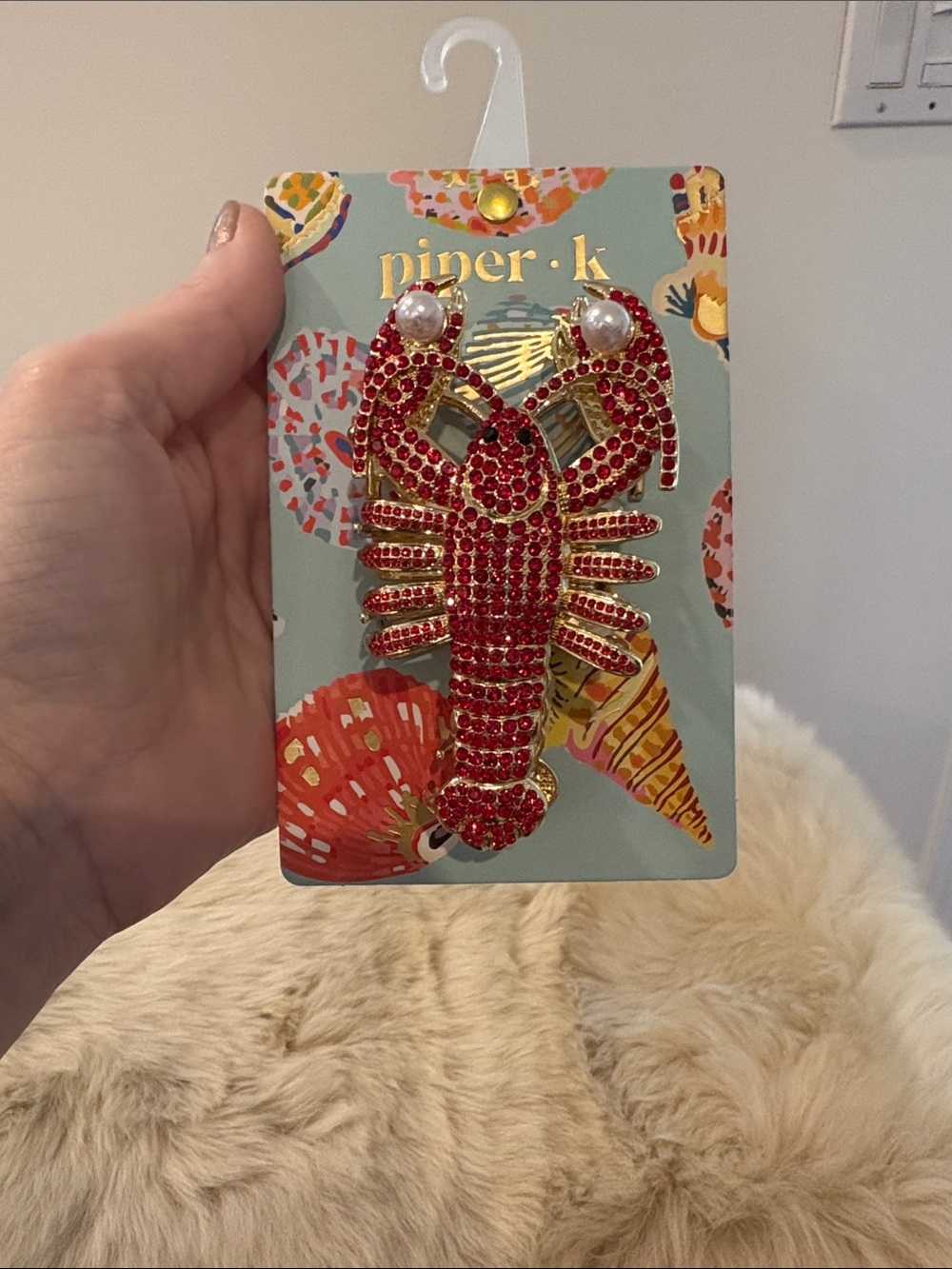 Piper K Large Red and Gold Crystal Lobster Hair Clip